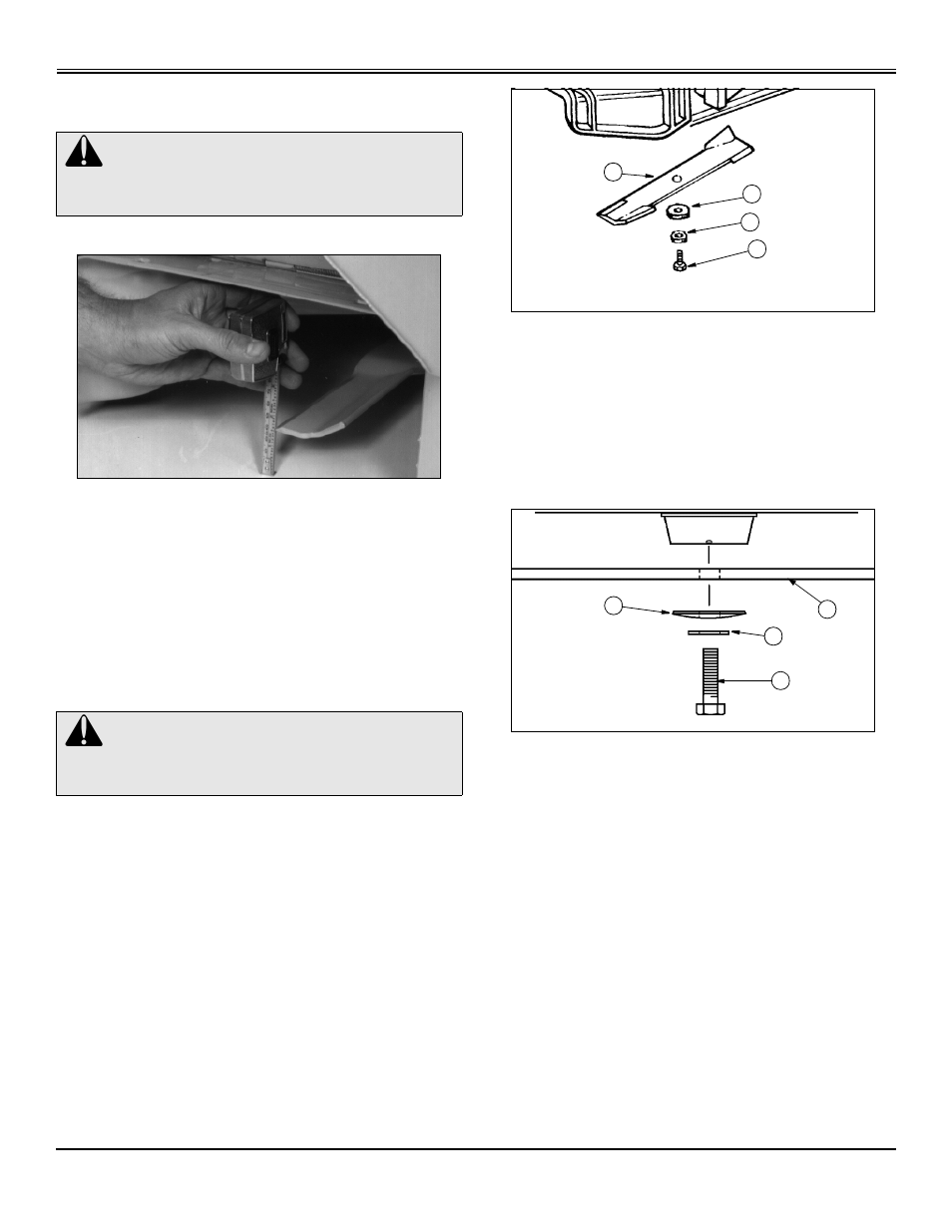 Mower blades, checking; blades, checking mower, Blades, servicing mower (removing and installing), Service mower | Scotts S2546 User Manual | Page 37 / 67