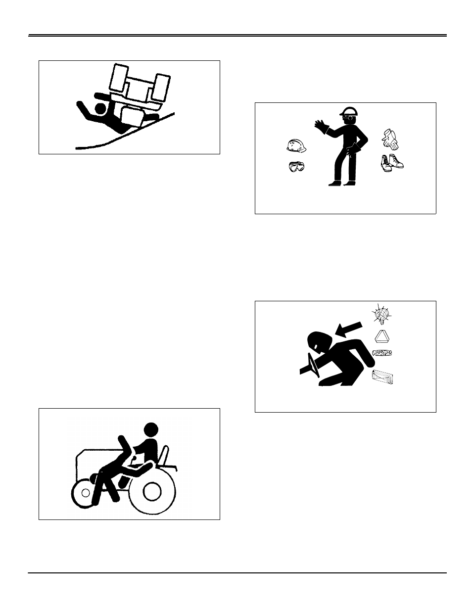 Avoid tipping, Keep riders off, Wear appropriate clothing | Transport safely, Seat, adjusting, Operating machine | Scotts S1642 User Manual | Page 10 / 72