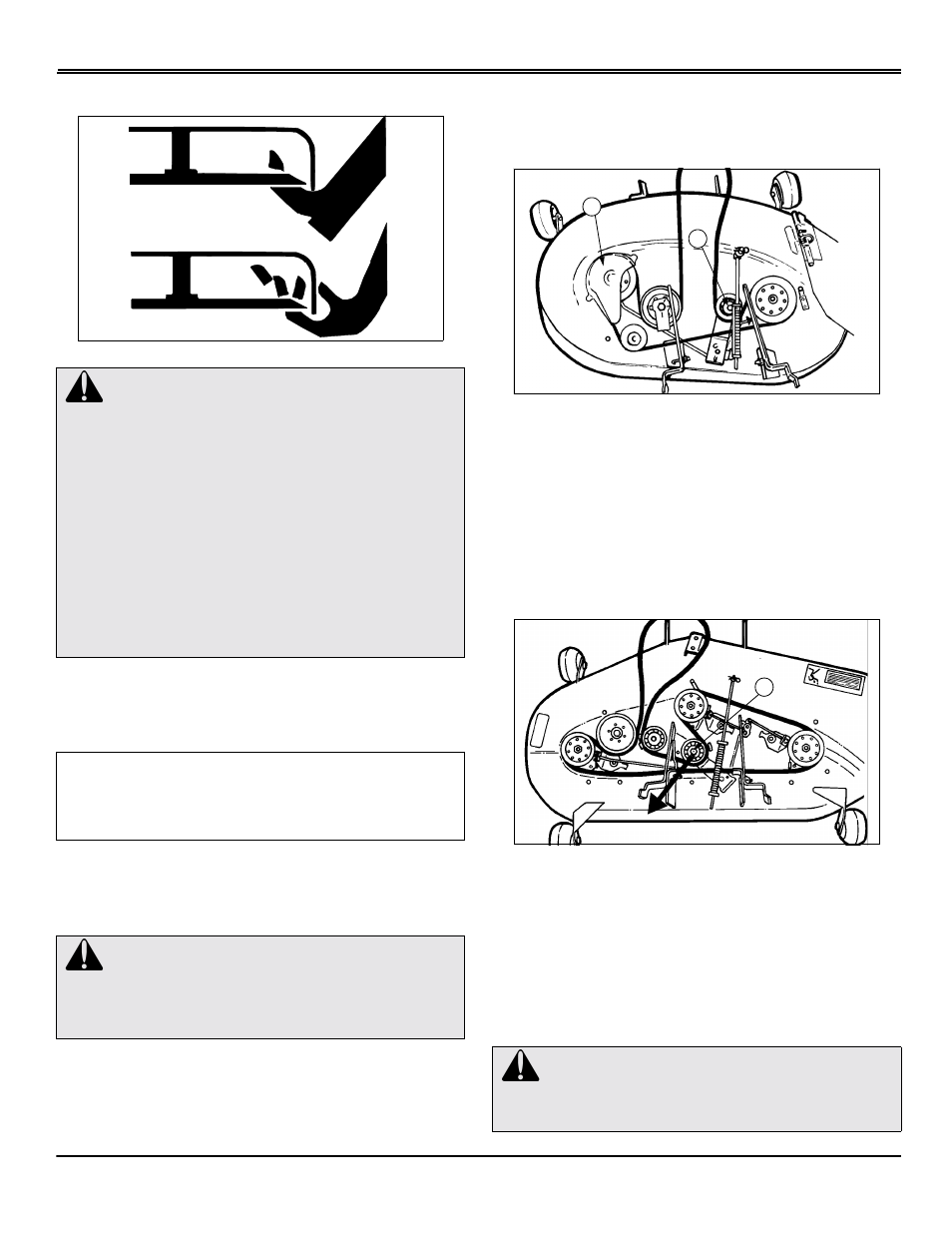 Service mower, Avoid injury from contacting blades, Mower spindles | Inch mower deck | Scotts S1642 User Manual | Page 40 / 72