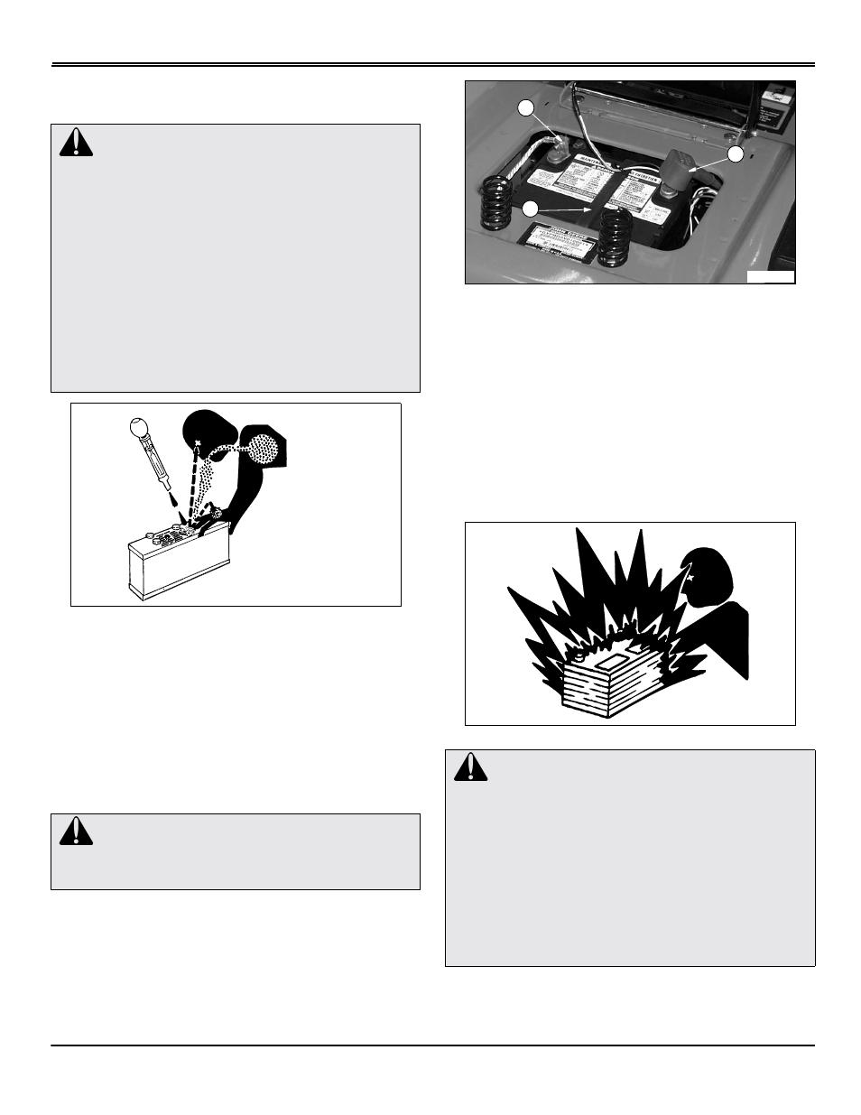 Service electrical, Battery, checking the, Battery, removing and installing | Battery and terminals, cleaning | Scotts S1642 User Manual | Page 45 / 72