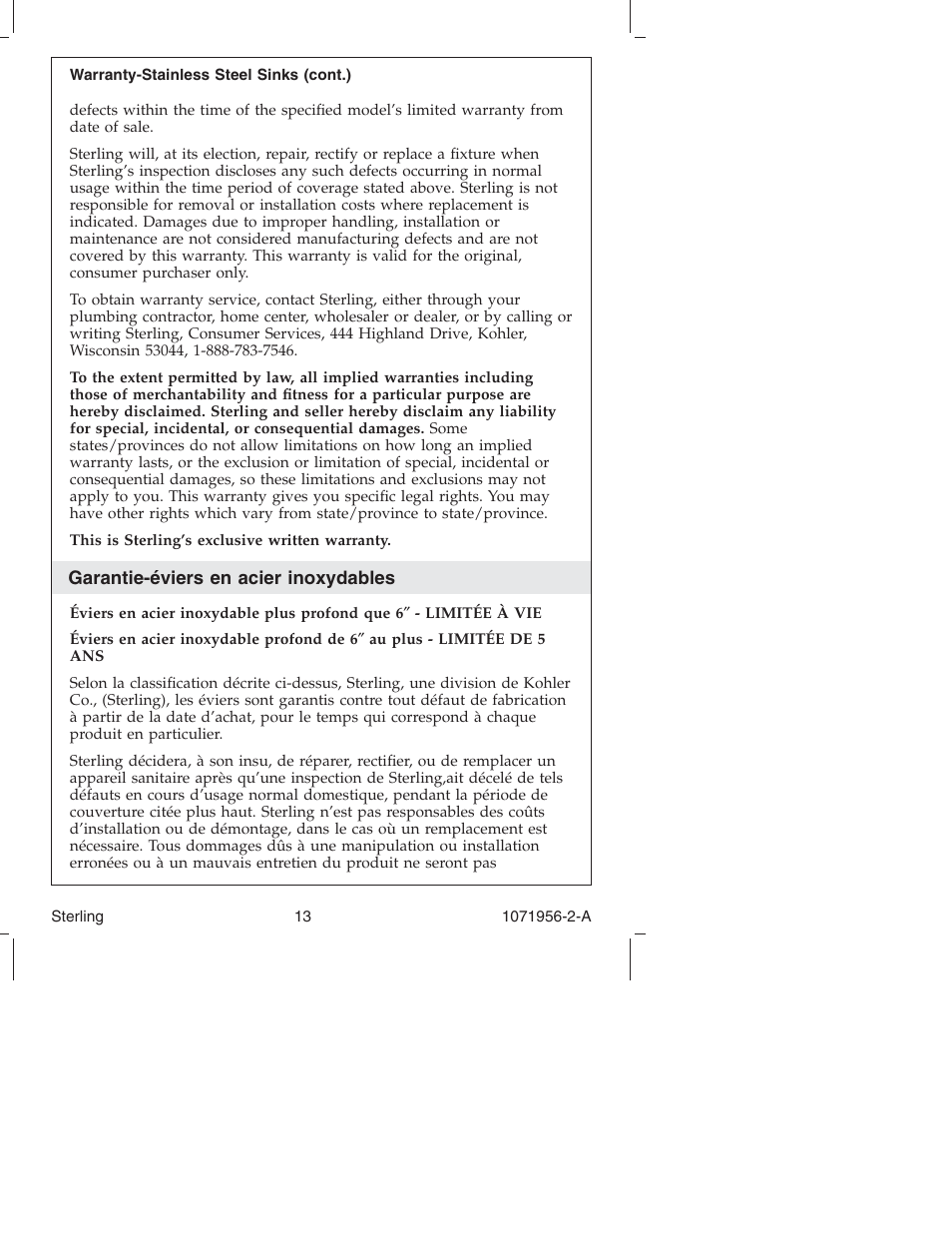 Sterling Plumbing 1181 User Manual | Page 13 / 16