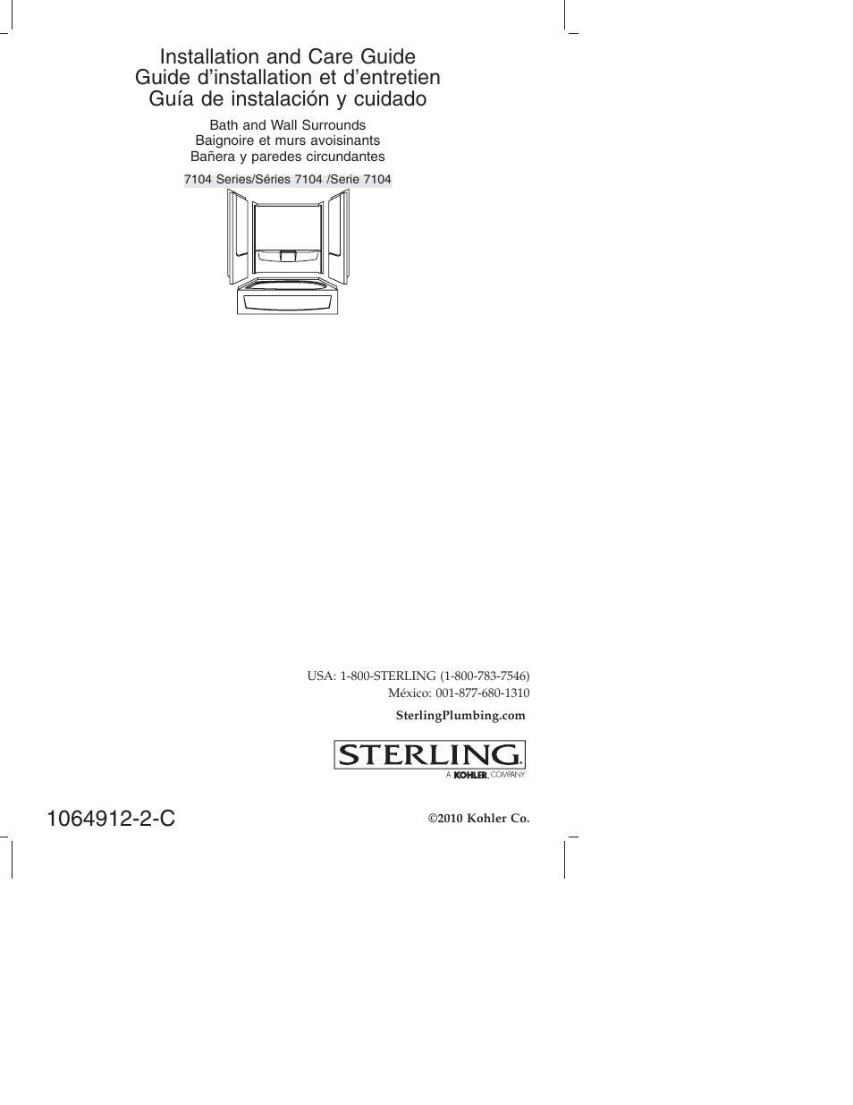 Sterling Plumbing Bath and Wall Surrounds 7104 Series User Manual | 40 pages