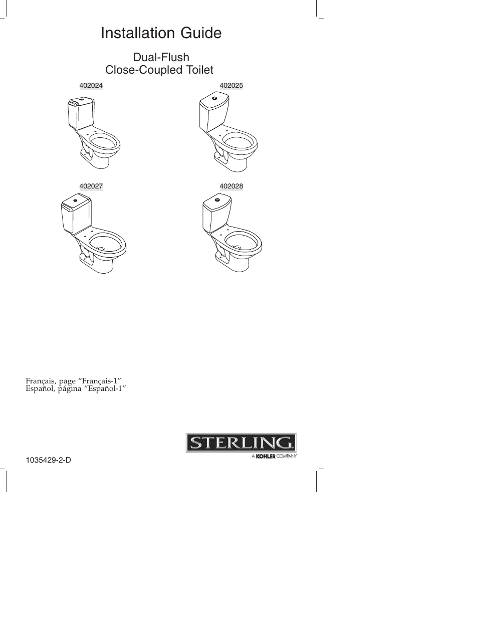 Sterling Plumbing Dual-Flush Close-Coupled Toilet 402027 User Manual | 24 pages