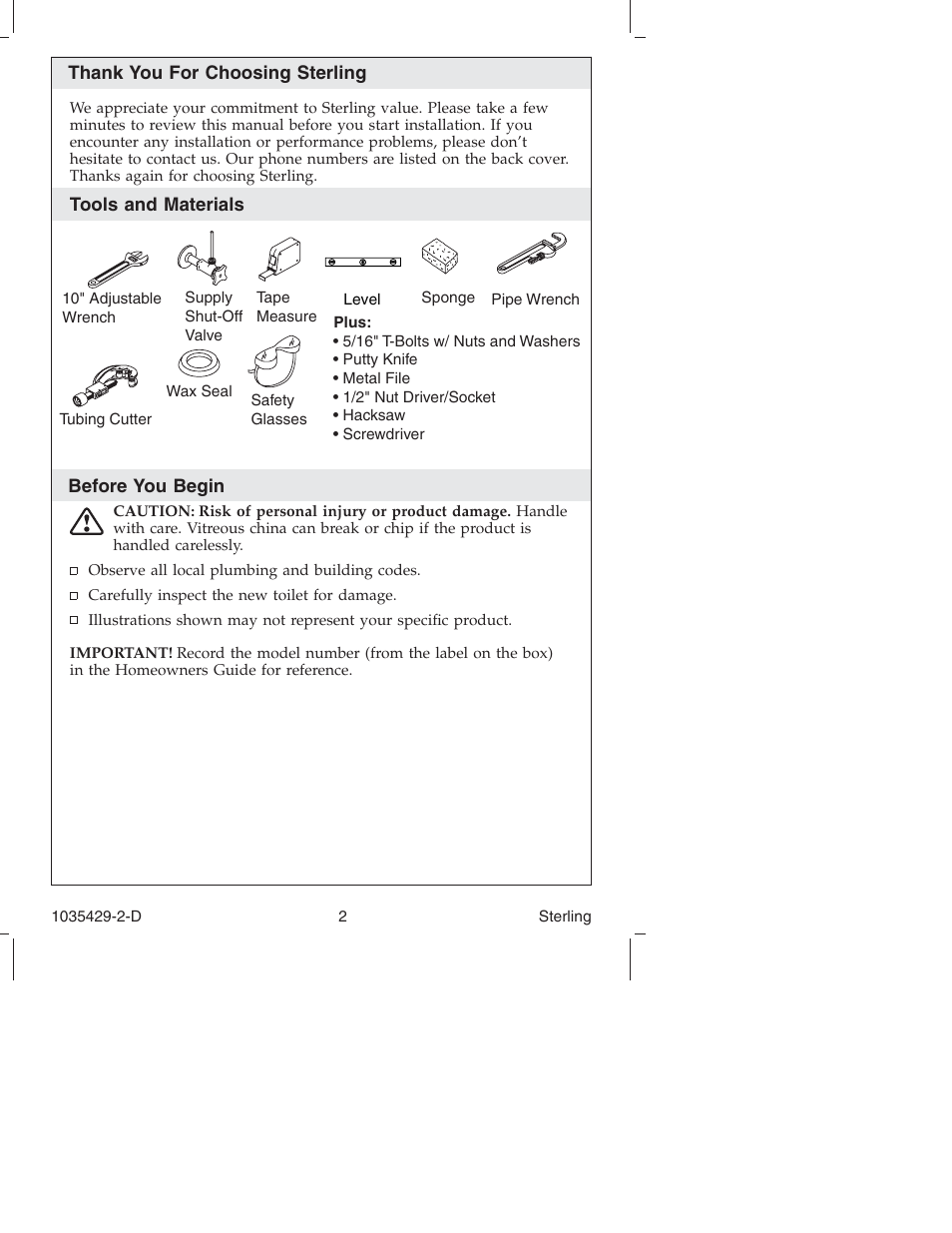 Sterling Plumbing Dual-Flush Close-Coupled Toilet 402027 User Manual | Page 2 / 24