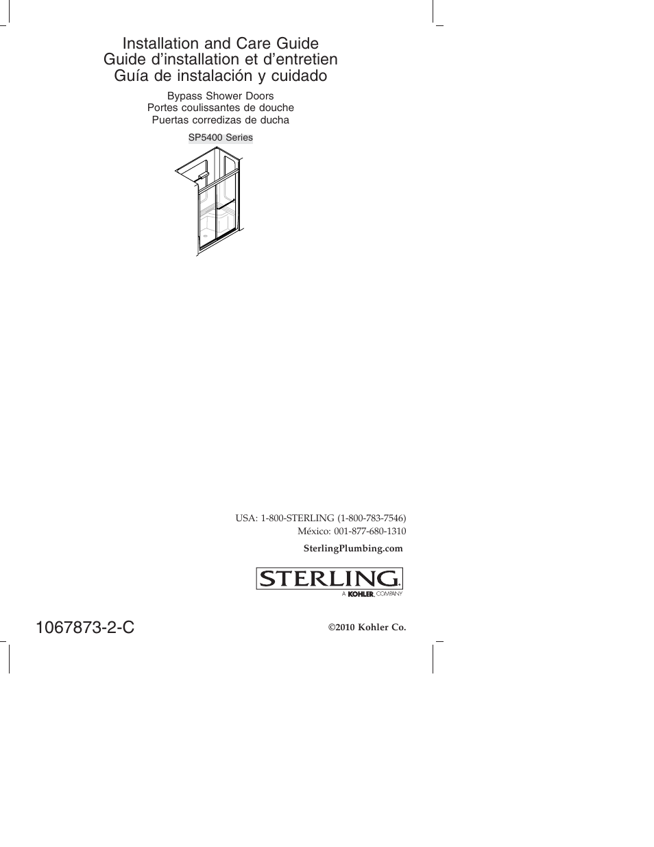 Sterling Plumbing Bypass Shower Doors SP5400 Series User Manual | 36 pages