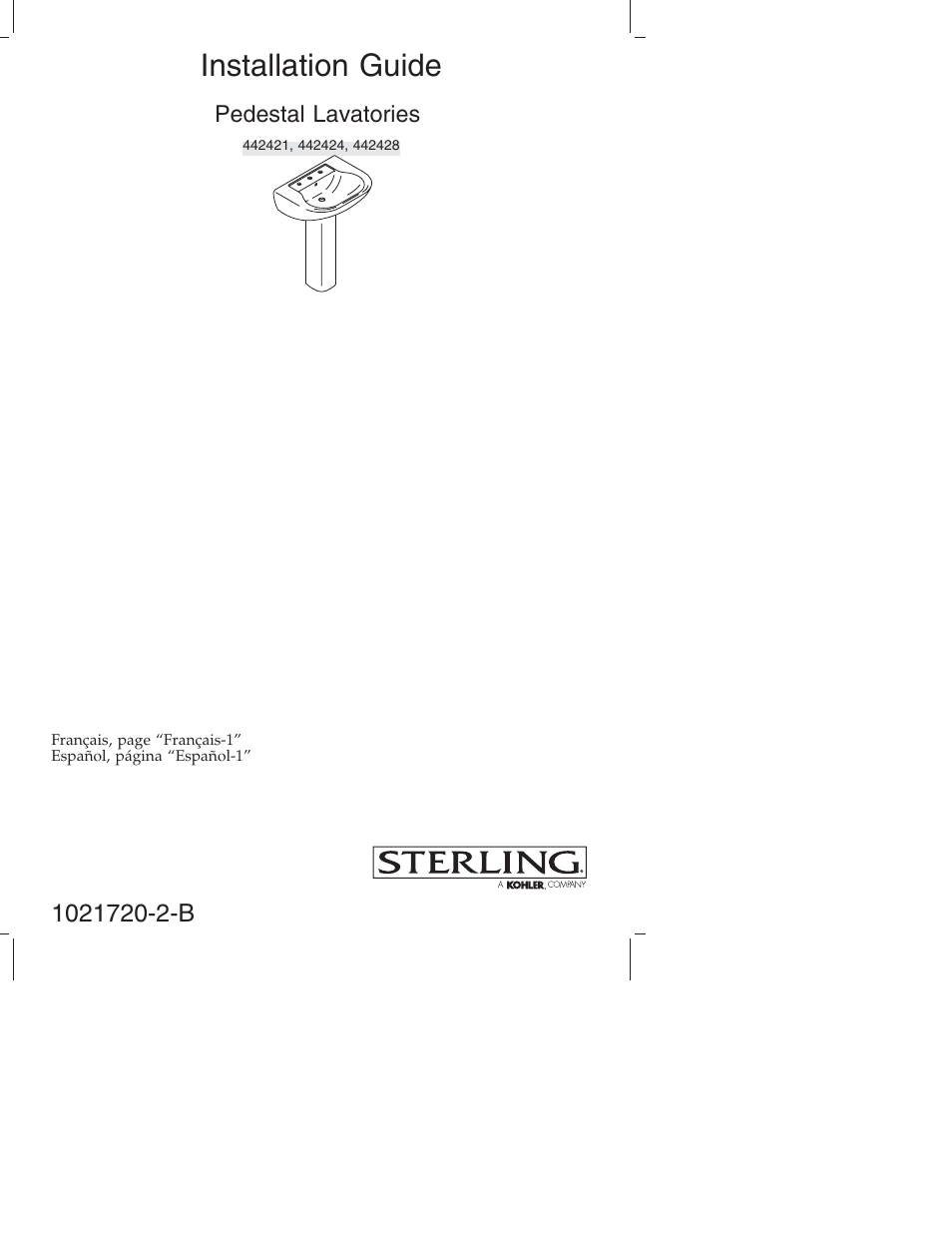 Sterling Plumbing Pedestal Lavatories 442428 User Manual | 24 pages