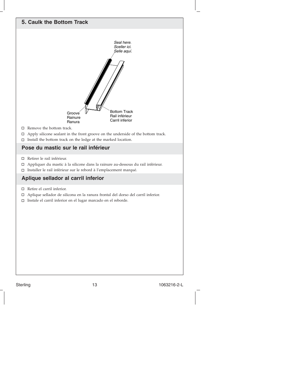 Sterling Plumbing Bypass Shower Doors 5400 Series User Manual | Page 13 / 44