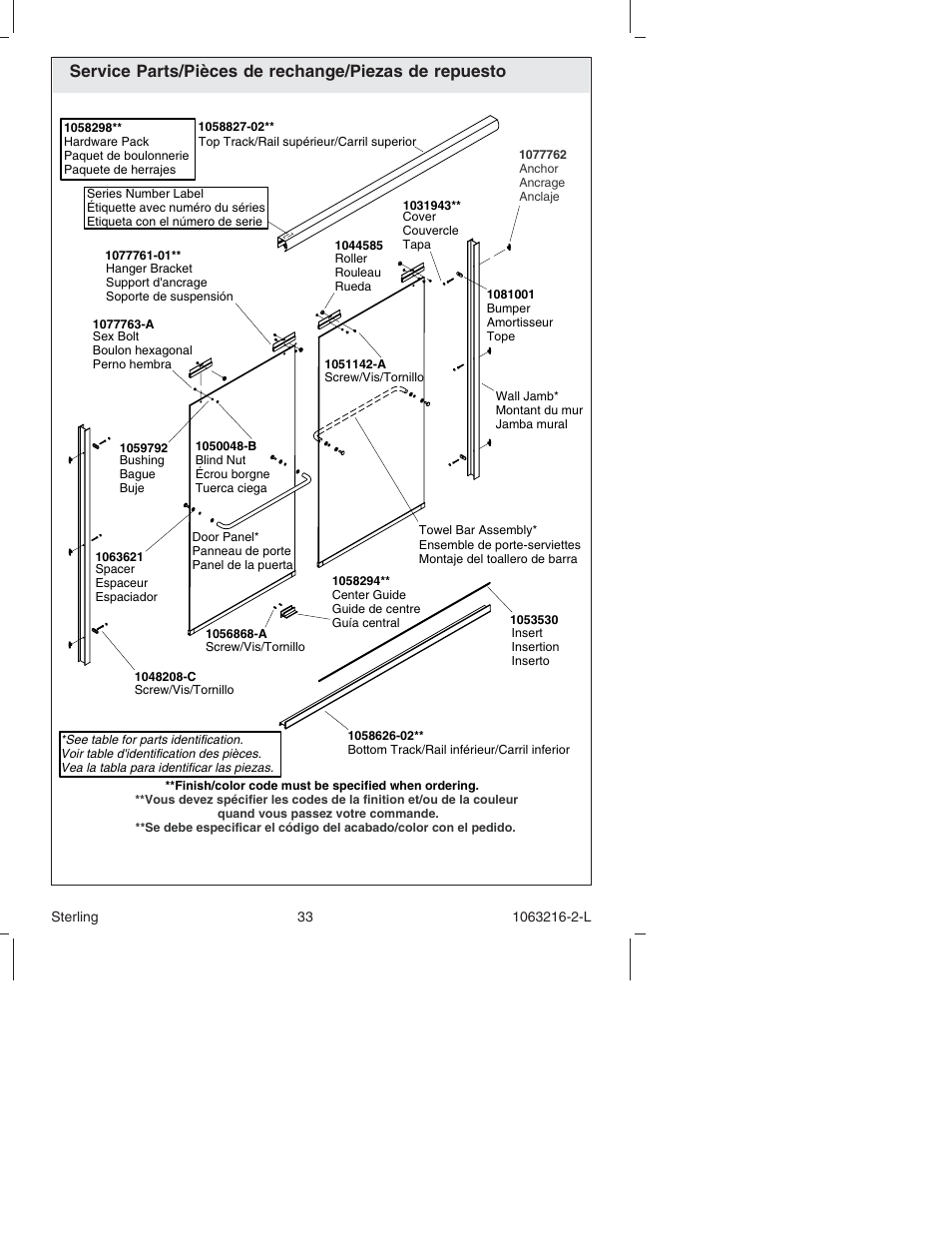 Sterling Plumbing Bypass Shower Doors 5400 Series User Manual | Page 33 / 44