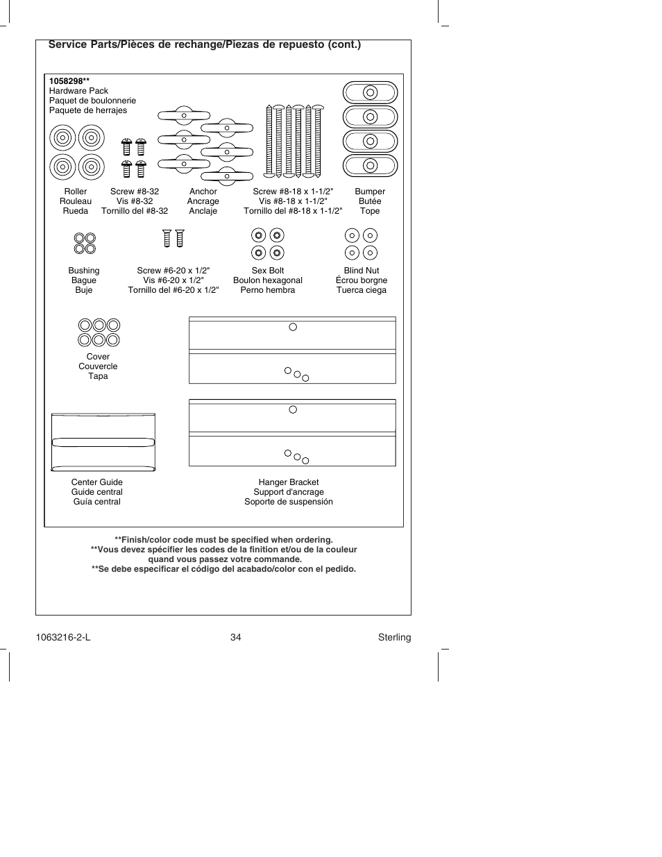 Sterling Plumbing Bypass Shower Doors 5400 Series User Manual | Page 34 / 44