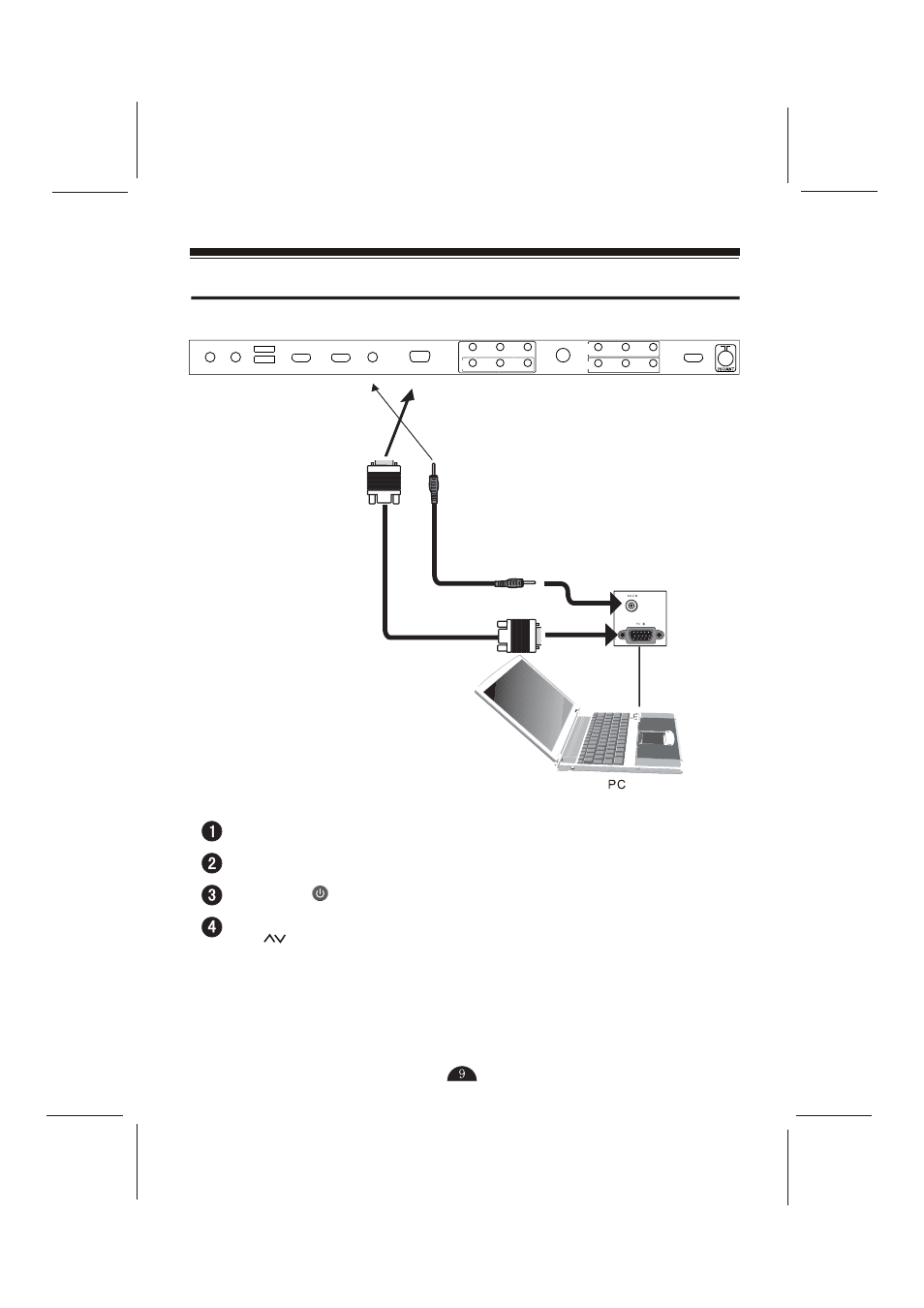页 11, Use vga connector to connect av device, Audio cable pc input cable | Skyworks 32L29 User Manual | Page 11 / 22