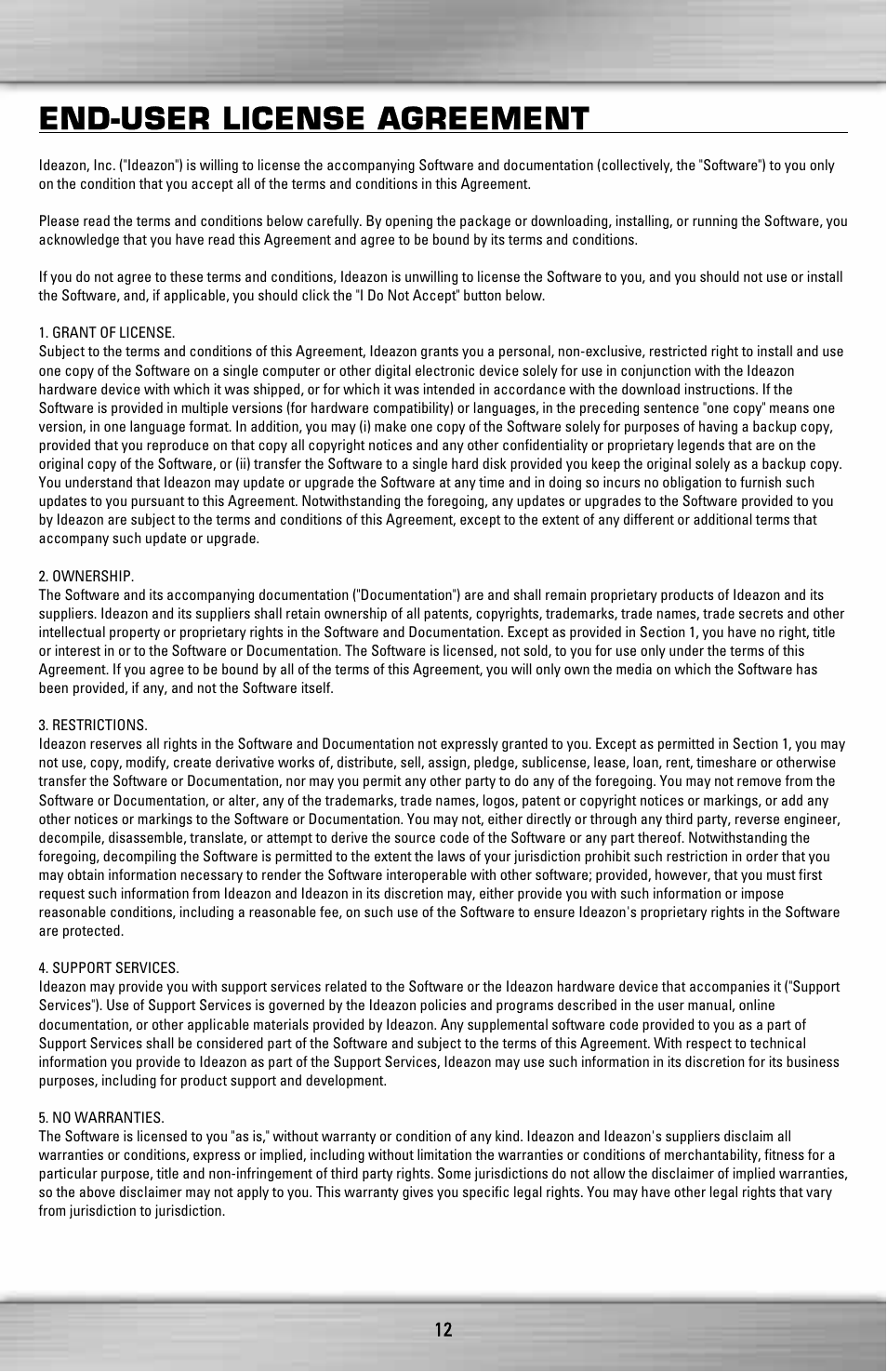 End-user license agreement | SteelSeries ZGP 1000 User Manual | Page 12 / 13