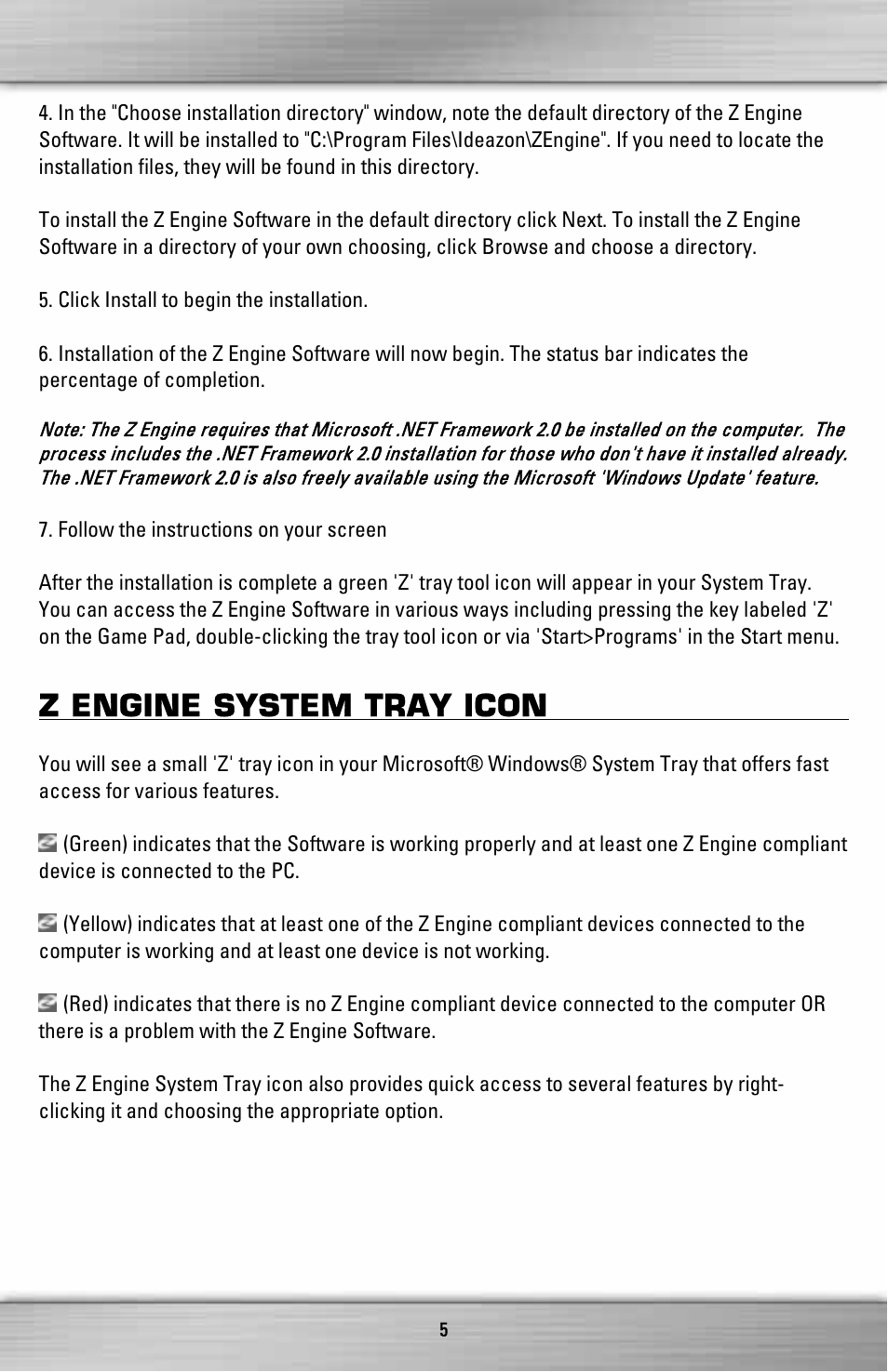 Z engine system tray icon | SteelSeries ZGP 1000 User Manual | Page 5 / 13