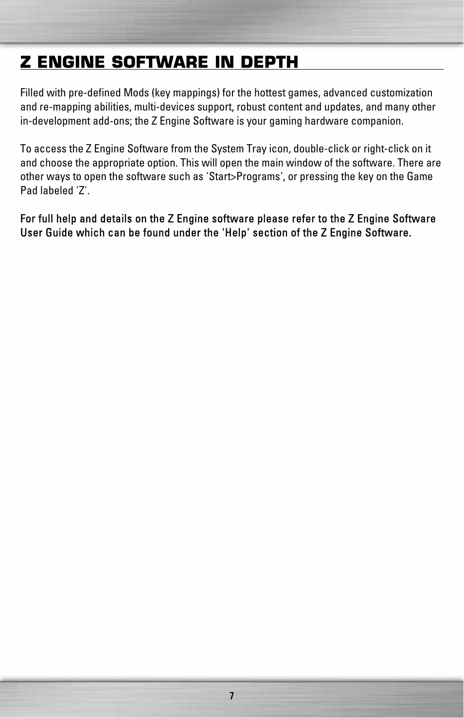 Z engine software in depth | SteelSeries ZGP 1000 User Manual | Page 7 / 13
