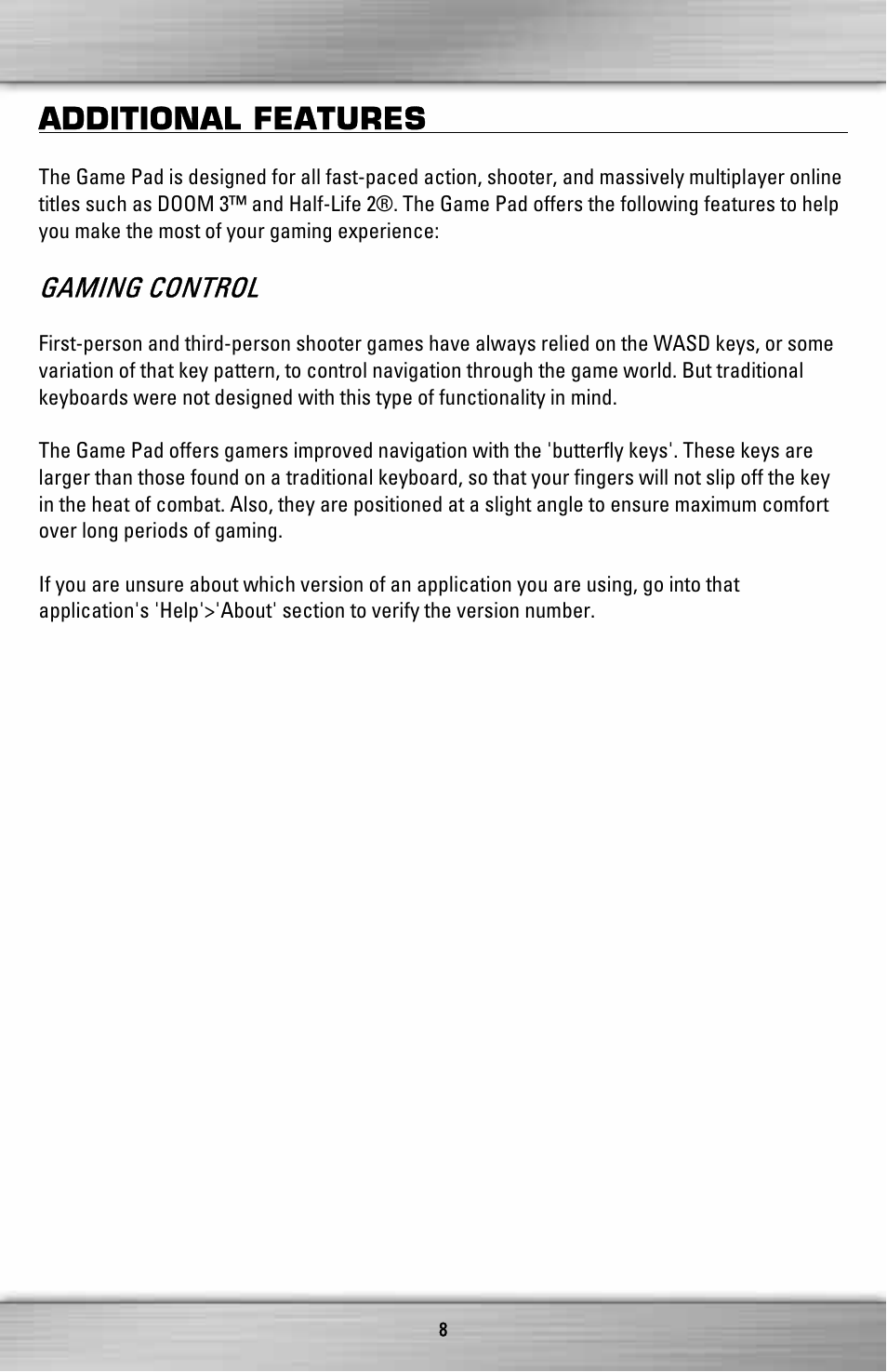 Additional features | SteelSeries ZGP 1000 User Manual | Page 8 / 13