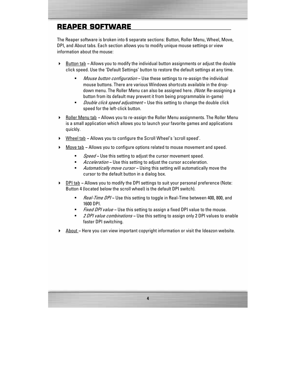 Reaper software | SteelSeries Reaper ZMS1000 User Manual | Page 4 / 5