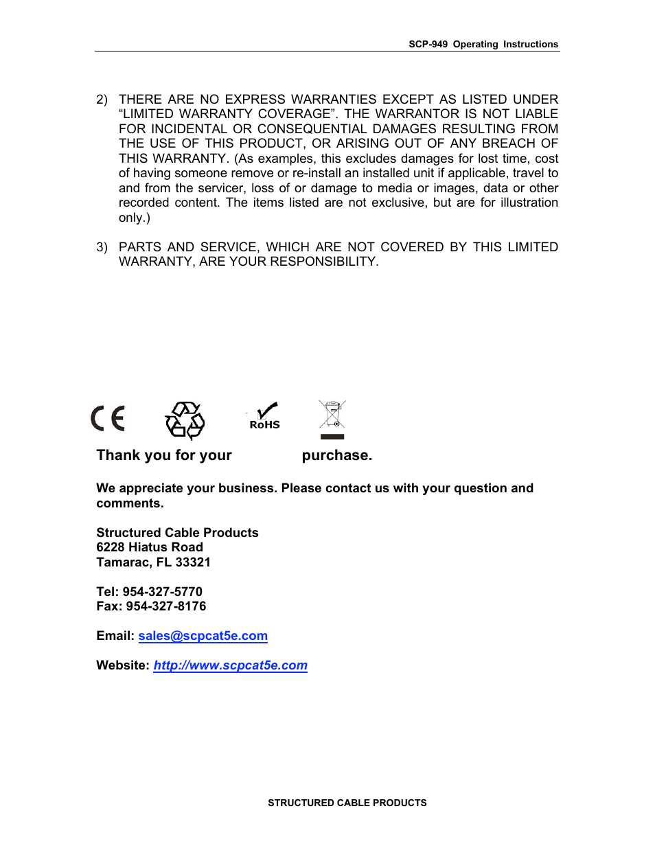 Structured Cable Products HDMI MATRIX 949 User Manual | Page 9 / 9