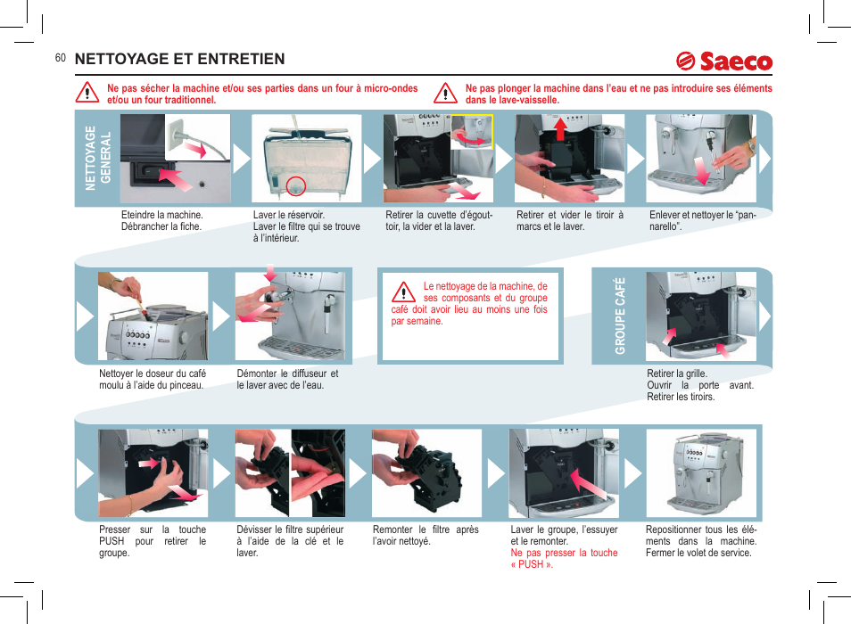 Nettoyage et entretien | Philips Saeco Incanto Classic S-class User Manual | Page 60 / 116