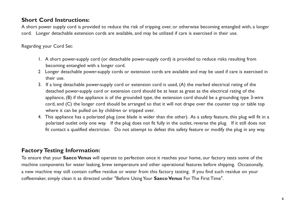 Philips Saeco Venus XXCX User Manual | Page 7 / 55