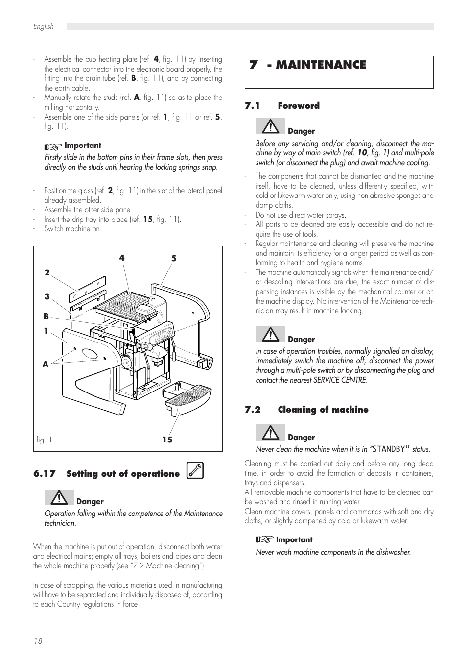 7 - maintenance | Philips Saeco Modular LUXE CAP001/A User Manual | Page 18 / 22
