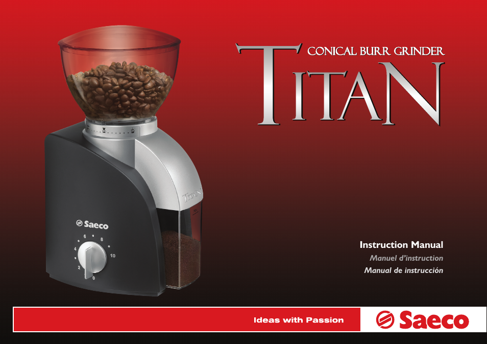 Philips Saeco Conical Burr Grinder Titan User Manual | 12 pages