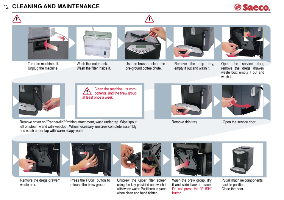 12 cleaning and maintenance | Philips Saeco Presso SUP021YTDR User Manual | Page 12 / 20