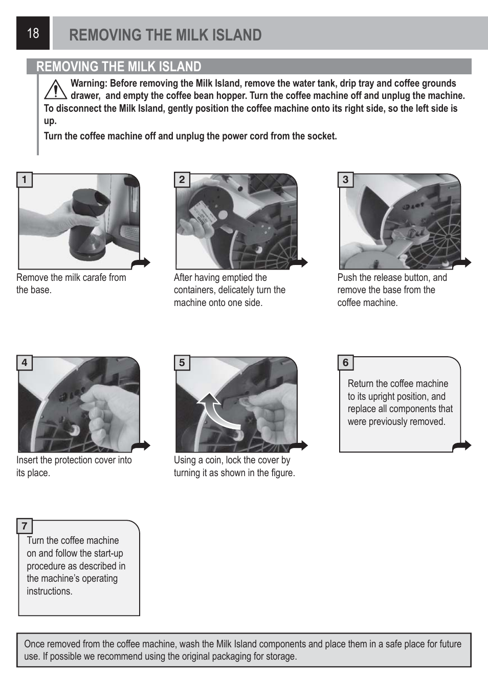 Removing the milk island | Philips Saeco Milk Island User Manual | Page 18 / 84