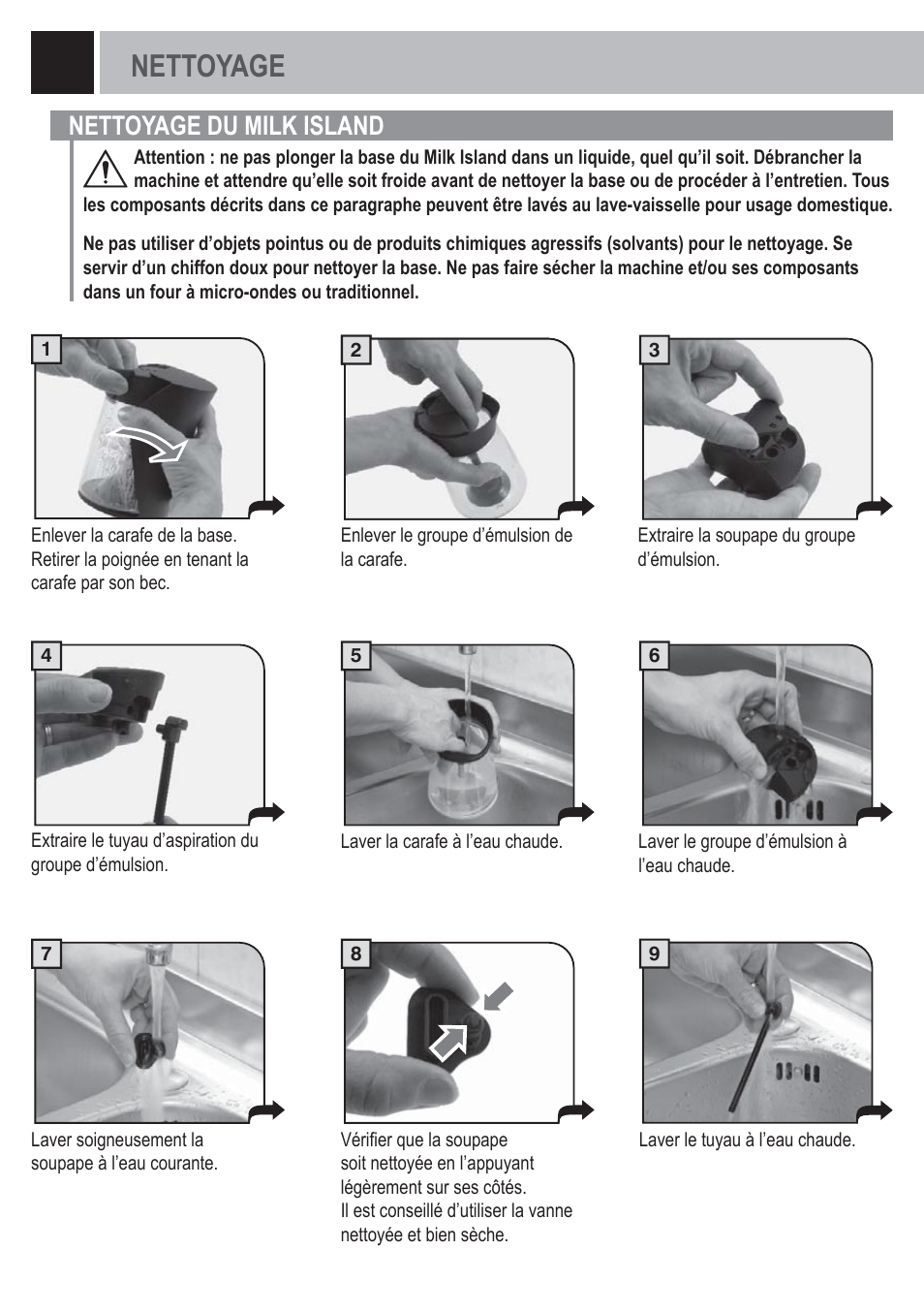 Nettoyage, Nettoyage du milk island | Philips Saeco Milk Island User Manual | Page 36 / 84