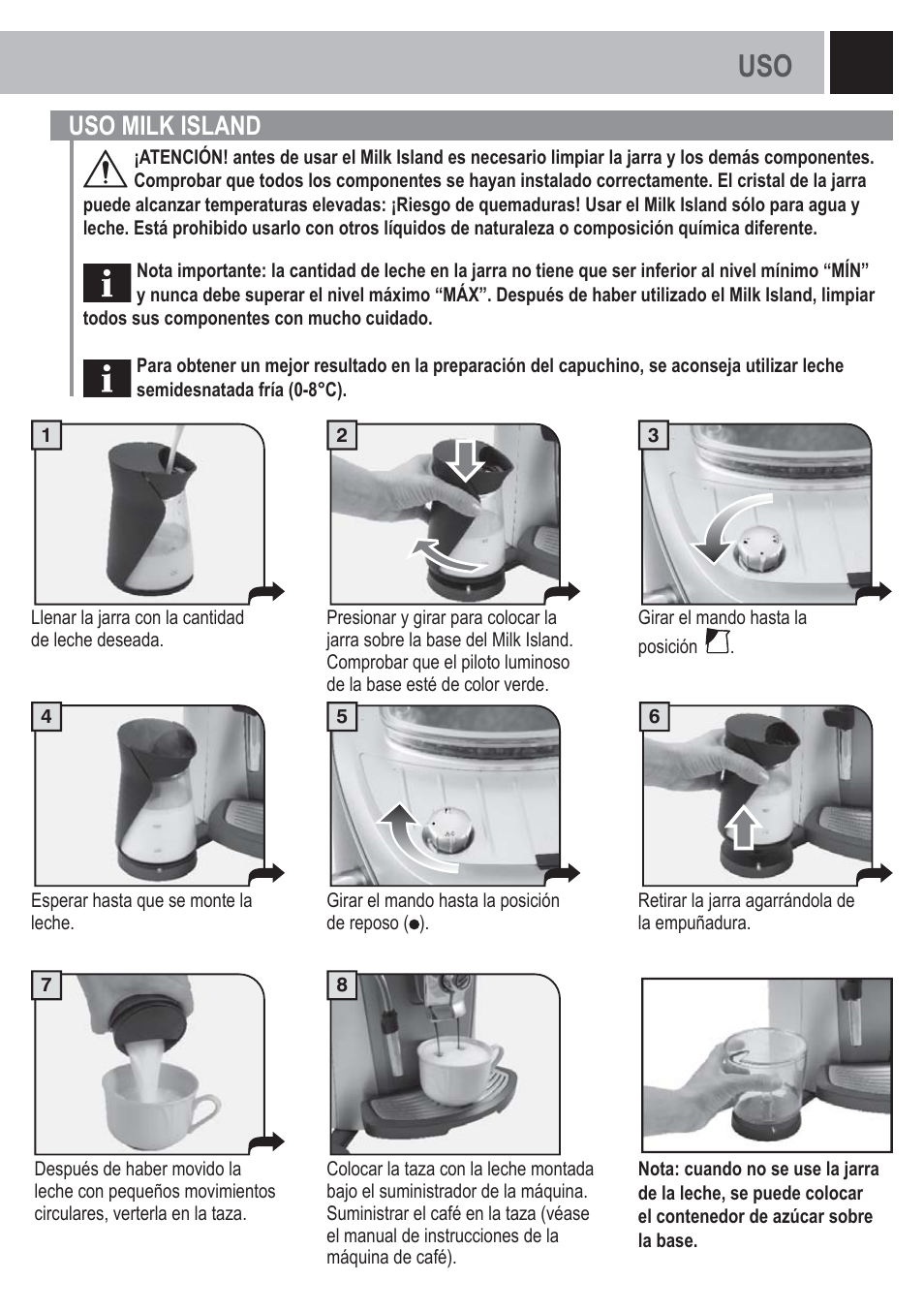 45 uso milk island | Philips Saeco Milk Island User Manual | Page 45 / 84