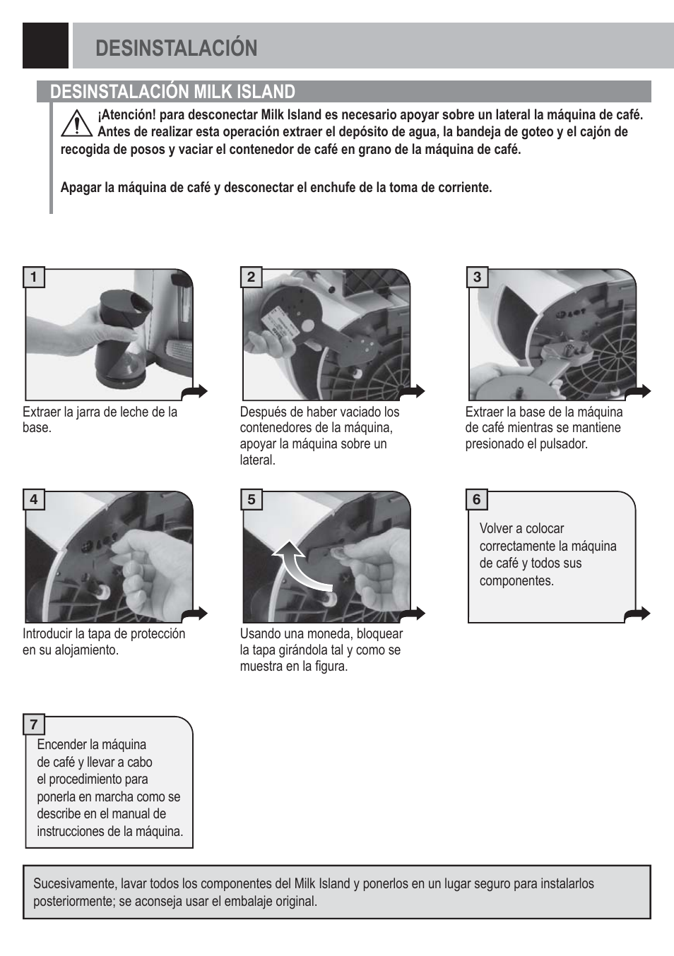 Desinstalación, Desinstalación milk island | Philips Saeco Milk Island User Manual | Page 48 / 84