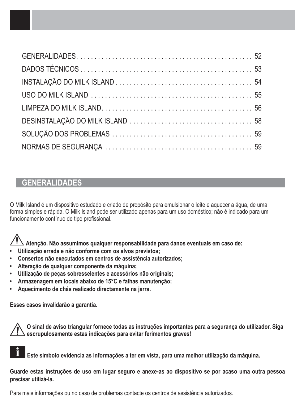 52 generalidades | Philips Saeco Milk Island User Manual | Page 52 / 84