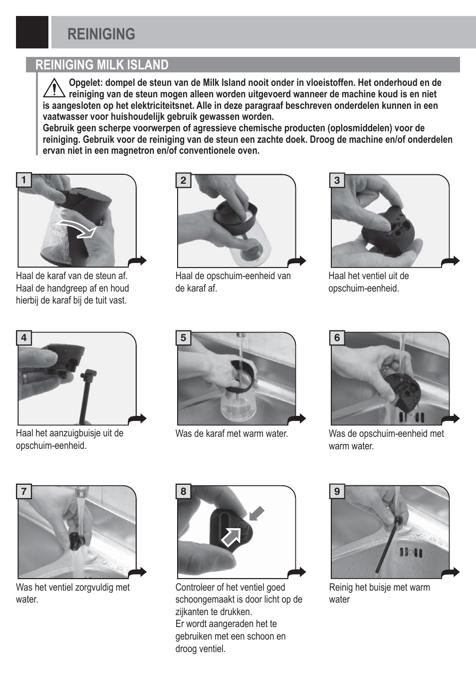 Reiniging, Reiniging milk island | Philips Saeco Milk Island User Manual | Page 66 / 84