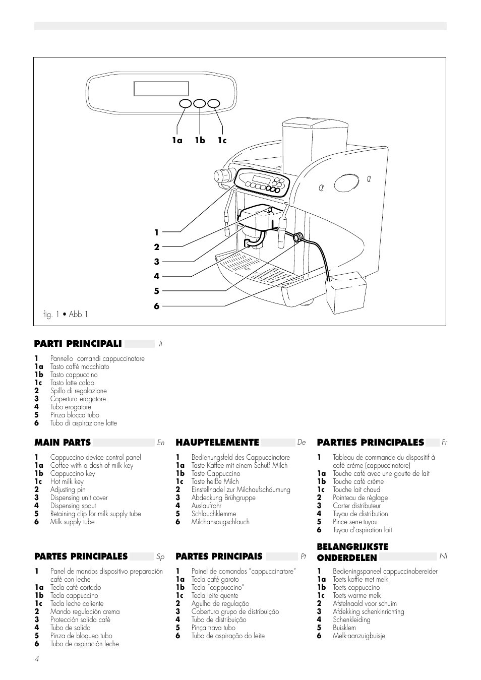 Main parts | Philips Saeco CAP001B User Manual | Page 3 / 8