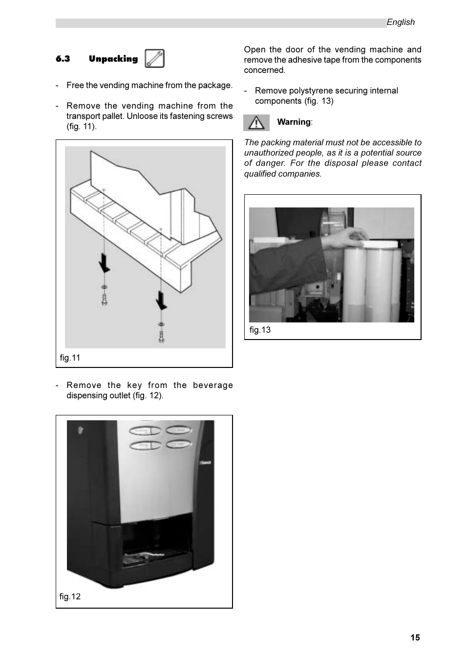 Philips Saeco ESPRESSO SG200E User Manual | Page 15 / 68