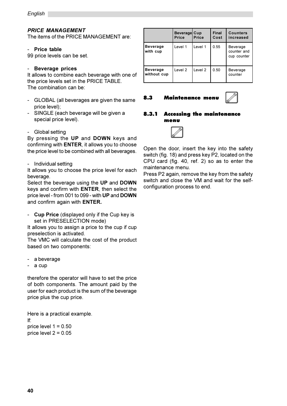 Philips Saeco ESPRESSO SG200E User Manual | Page 40 / 68