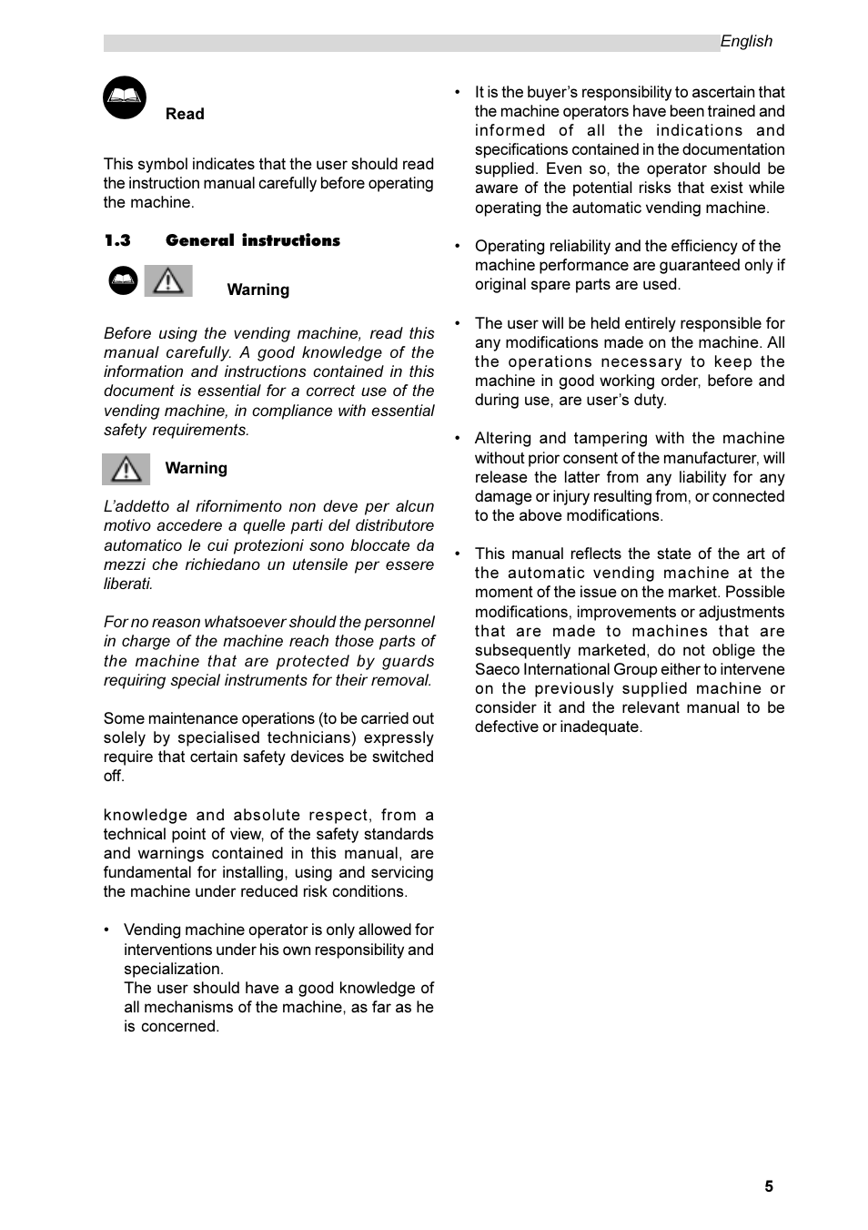 Philips Saeco ESPRESSO SG200E User Manual | Page 5 / 68