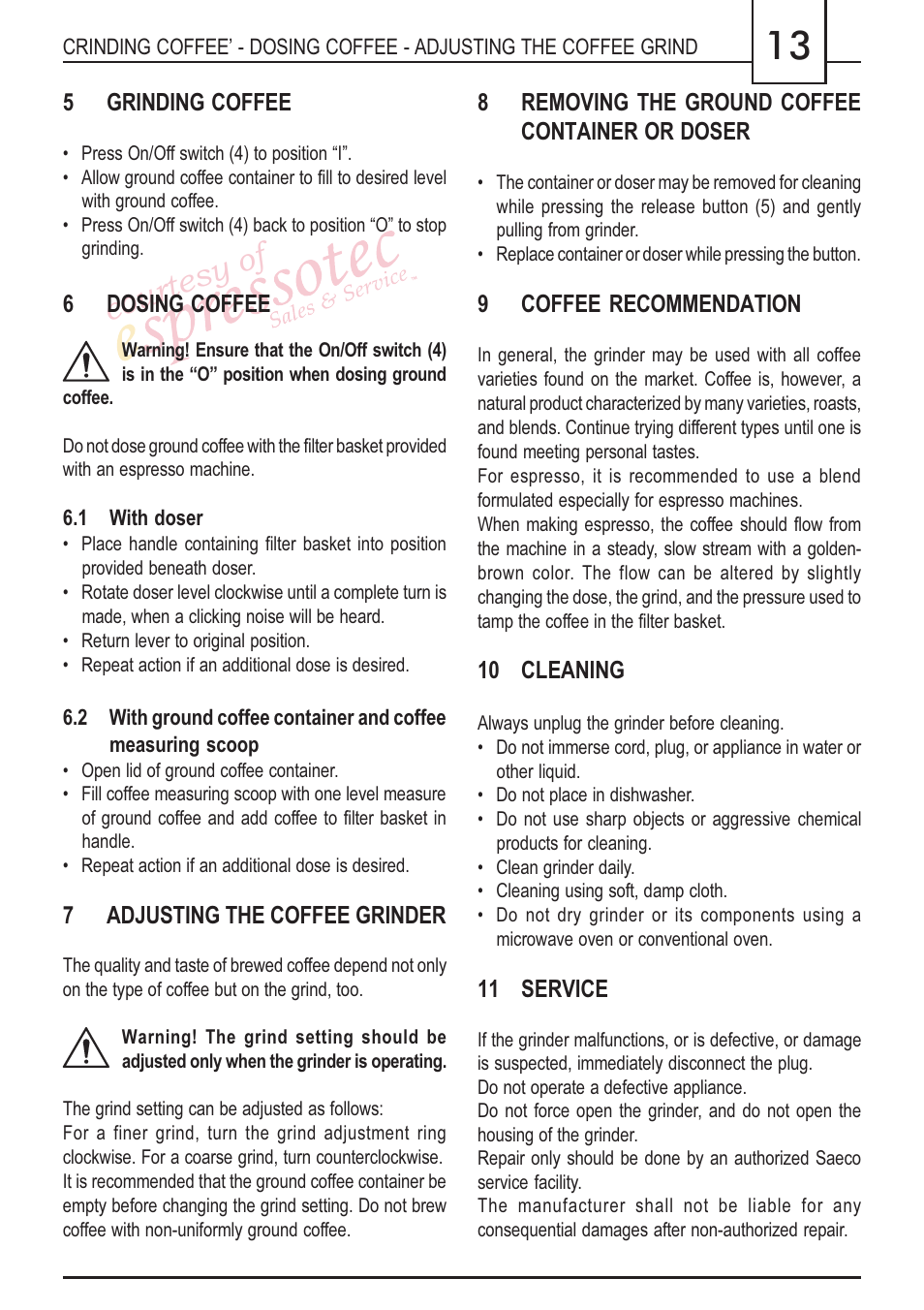 Courtesy of | Philips Saeco MAC 2002 User Manual | Page 7 / 8