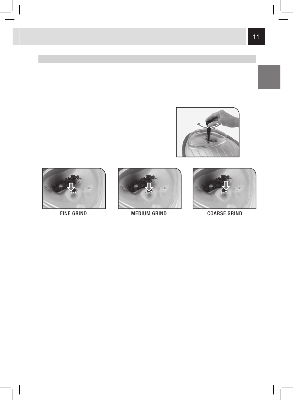 11 coffee grinder adjustment | Philips Saeco Odea Giro User Manual | Page 11 / 22