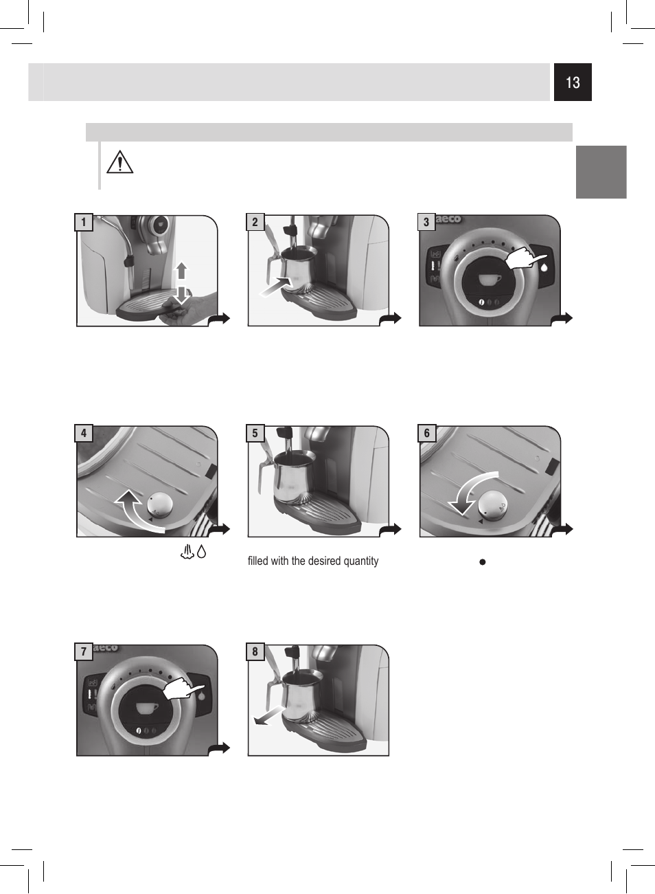 Hot water dispensing | Philips Saeco Odea Giro User Manual | Page 13 / 22