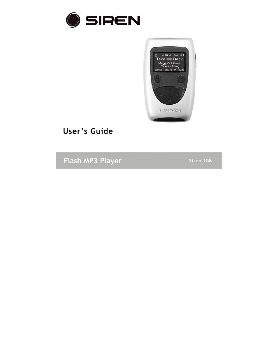 Siren Players Siren 1GB User Manual | 43 pages