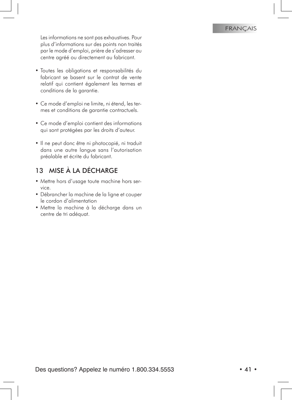 13 mise à la décharge | Starbucks Barista SUP021 YDR User Manual | Page 41 / 64