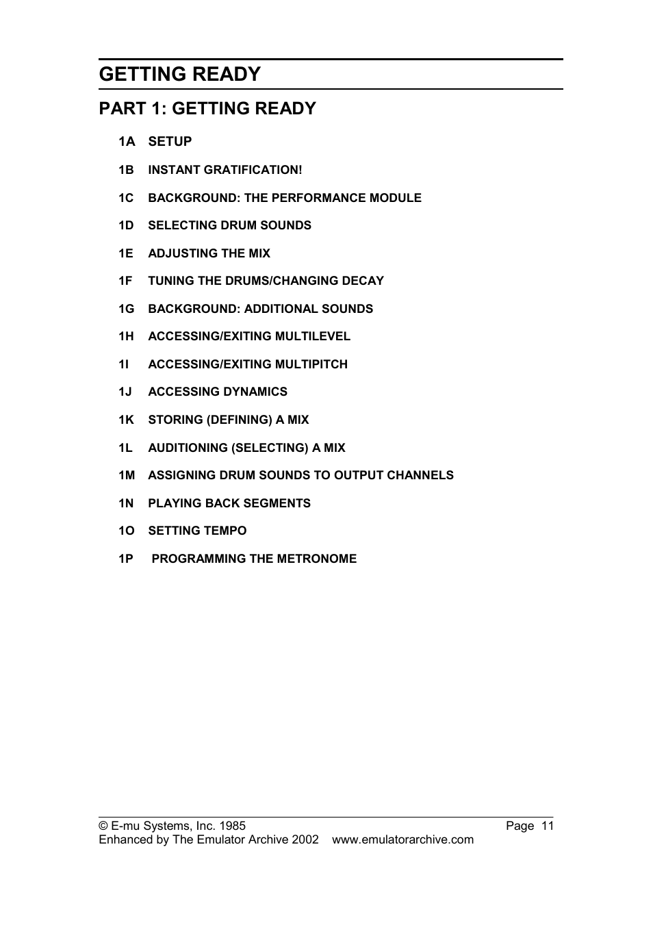Part 1: getting ready, 1o setting tempo, 1p programming the metronome | Getting ready | SP Studio Systems SP-12 User Manual | Page 11 / 99