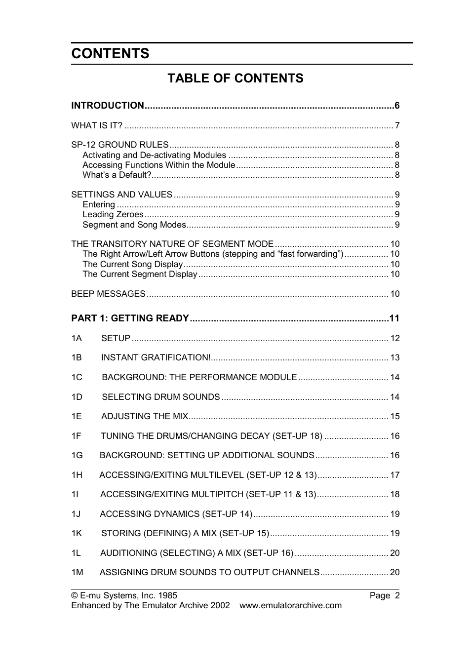 SP Studio Systems SP-12 User Manual | Page 2 / 99