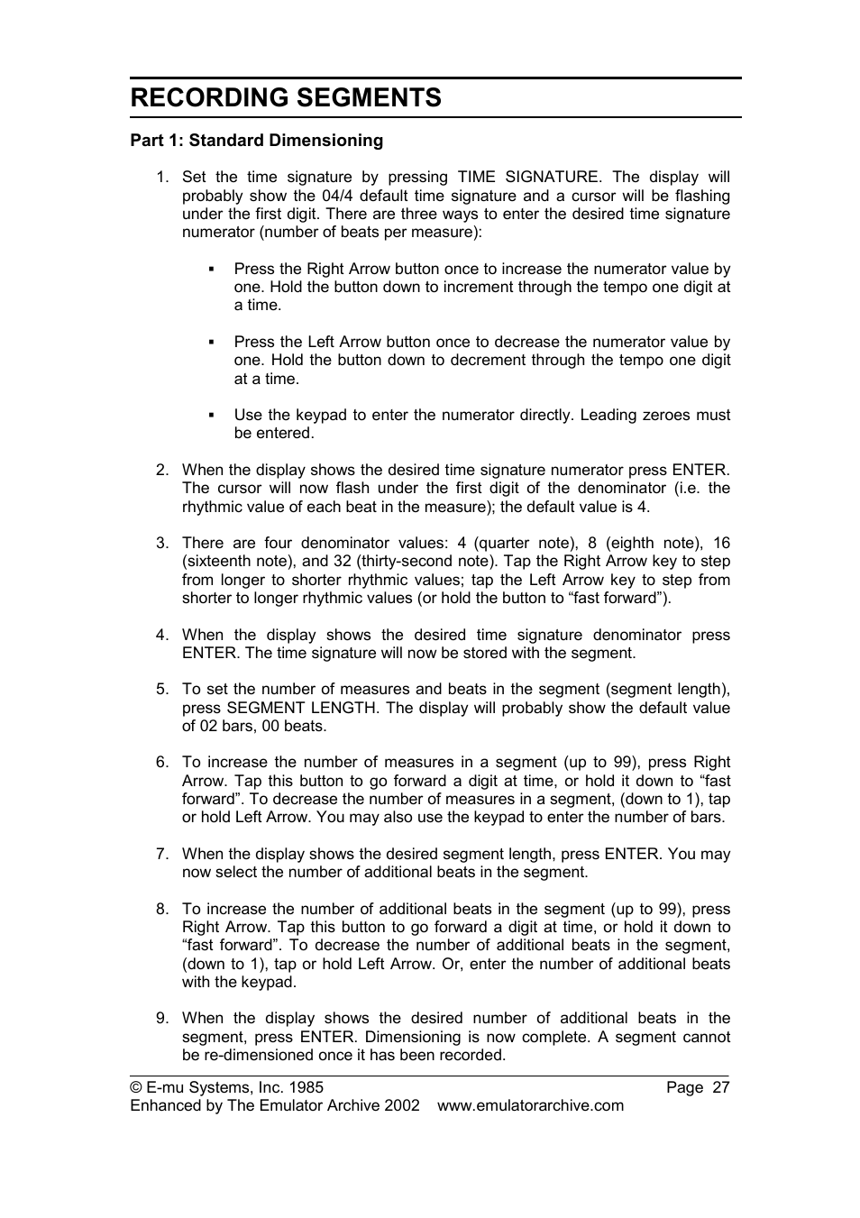 Part 1: standard dimensioning, Recording segments | SP Studio Systems SP-12 User Manual | Page 27 / 99