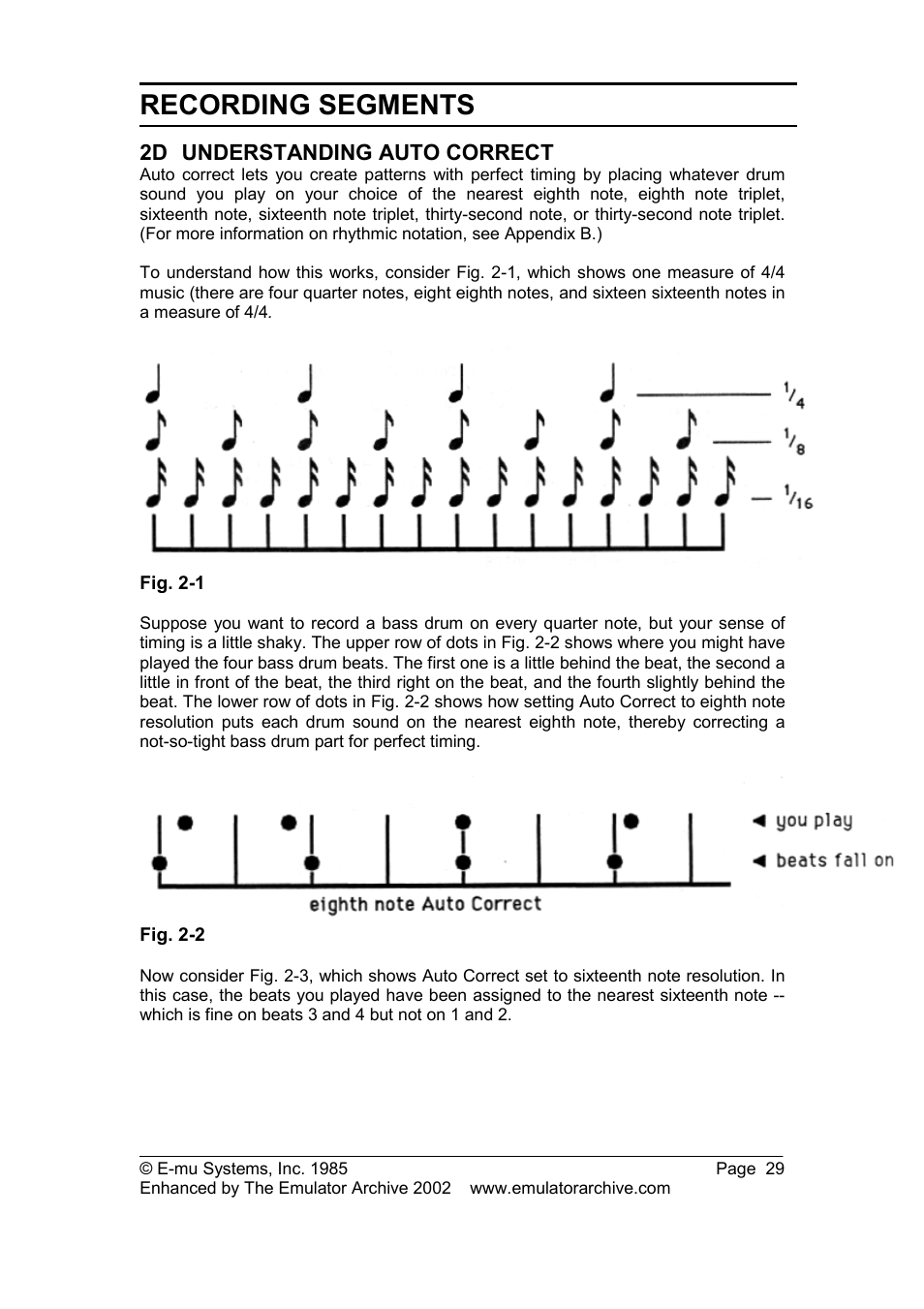 2d understanding auto correct, Understanding auto correct, Recording segments | SP Studio Systems SP-12 User Manual | Page 29 / 99