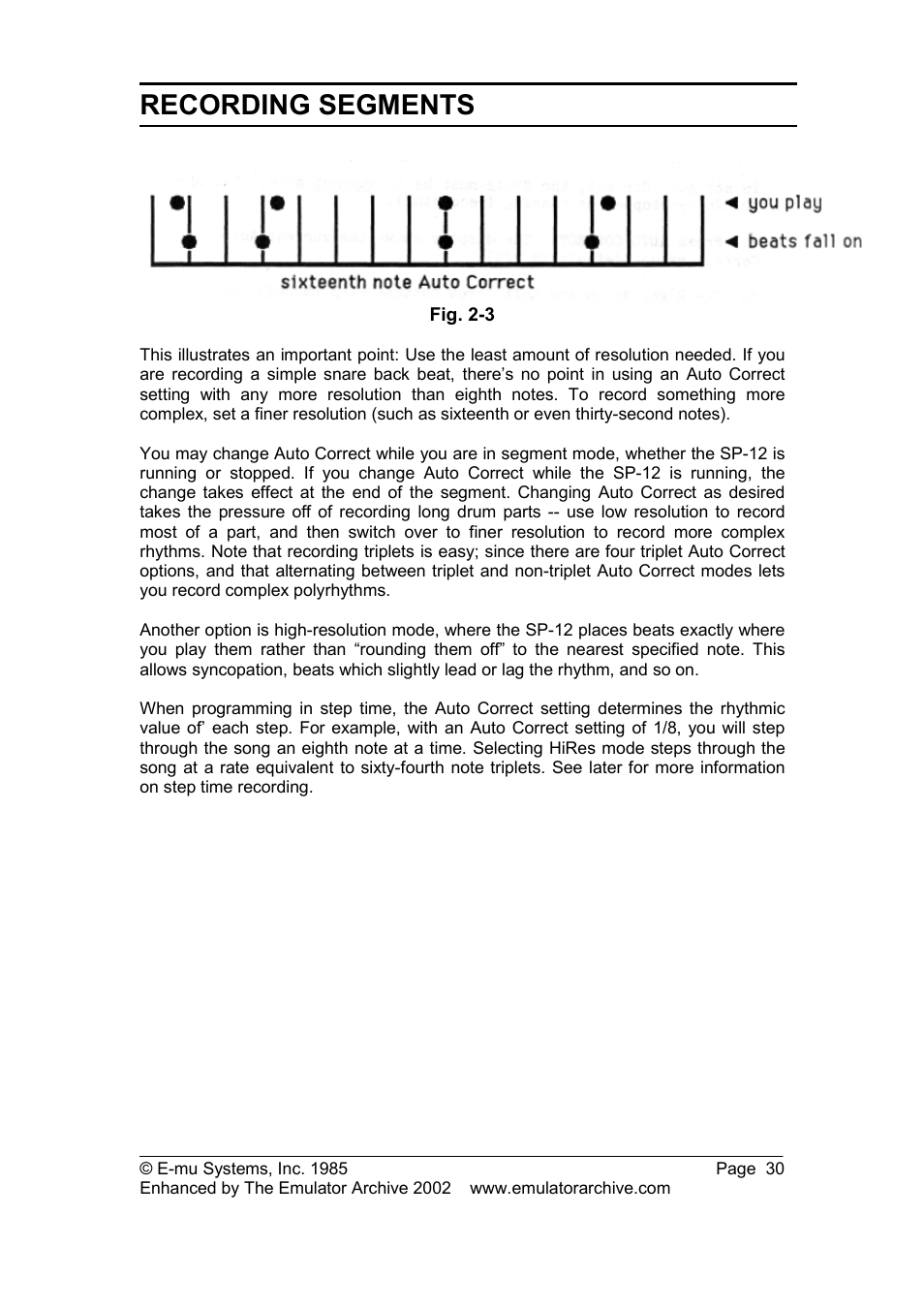 Recording segments | SP Studio Systems SP-12 User Manual | Page 30 / 99
