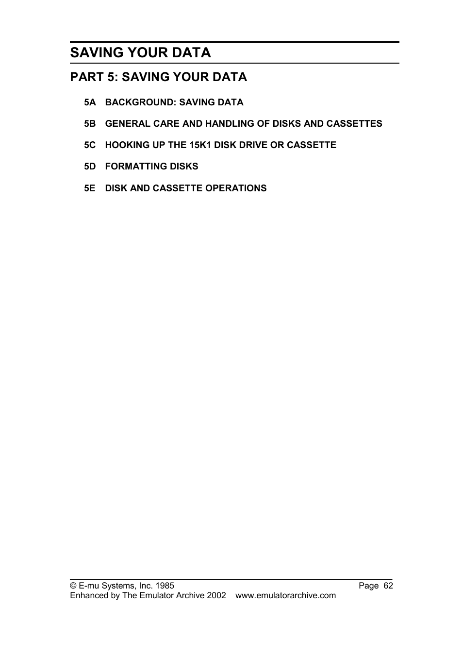 Part 5: saving your data, Saving your data | SP Studio Systems SP-12 User Manual | Page 62 / 99