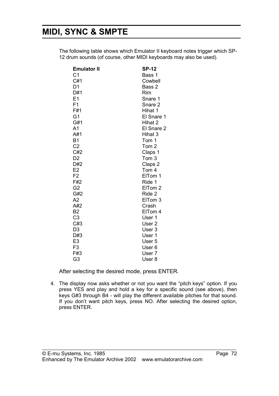 Midi, sync & smpte | SP Studio Systems SP-12 User Manual | Page 72 / 99