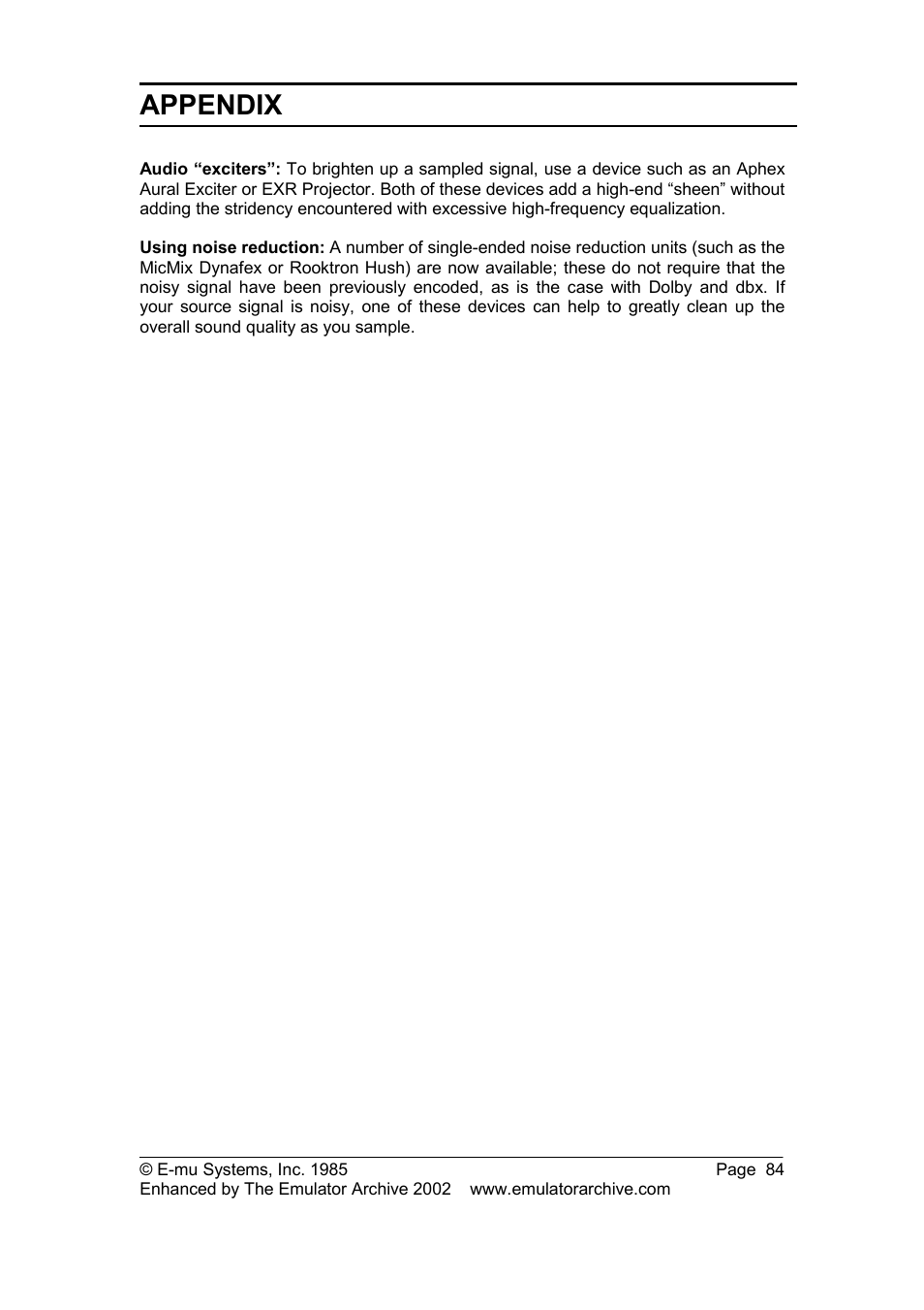 Appendix | SP Studio Systems SP-12 User Manual | Page 84 / 99