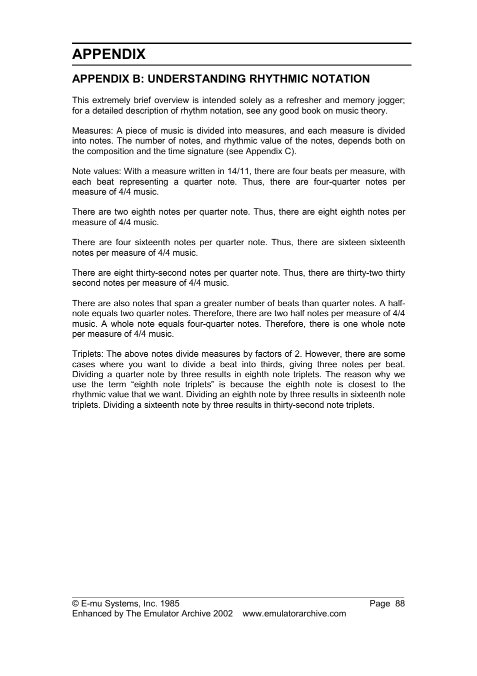 Appendix | SP Studio Systems SP-12 User Manual | Page 88 / 99