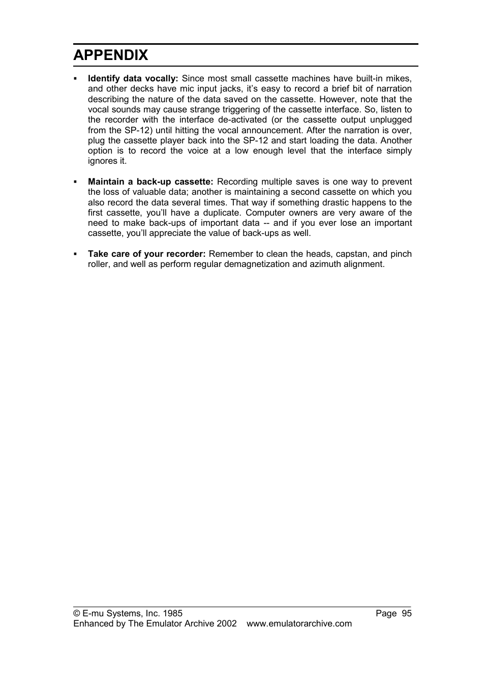 Appendix | SP Studio Systems SP-12 User Manual | Page 95 / 99